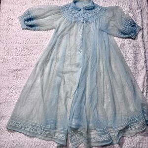Vintage 1960s Shadowline Baby Blue Sheer Nylon Nightgown | Size M